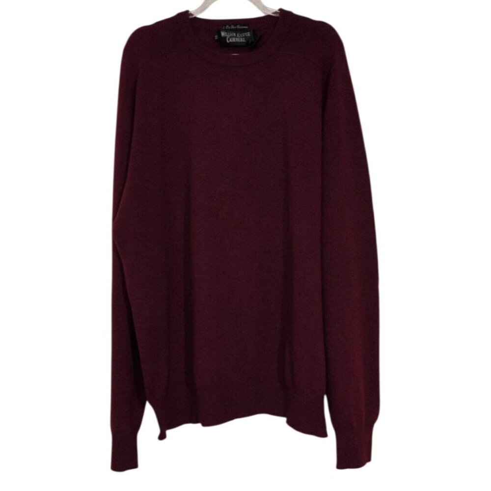 William Kasper 100% Cashmere Sweater Mens Size XL Red Crew Neck Long Sleeve